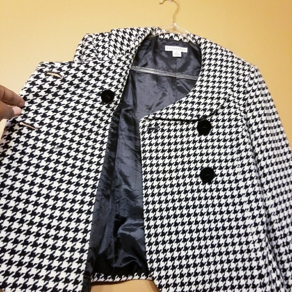 Pendleton | Women's Vintage Wool Houndstooth Print Pea Coat (Size 8) - Picture 3 of 8